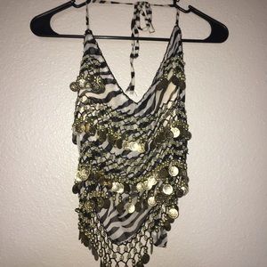 Zebra print Belly Dancing Coin Shirt